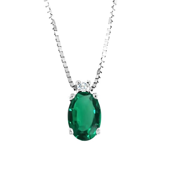 Necklace Roman Gioielli Woman FAVOLA in White Gold Smeraldo 0.38 Ct COLL.SME-J-3 - COLL.SME-J-3